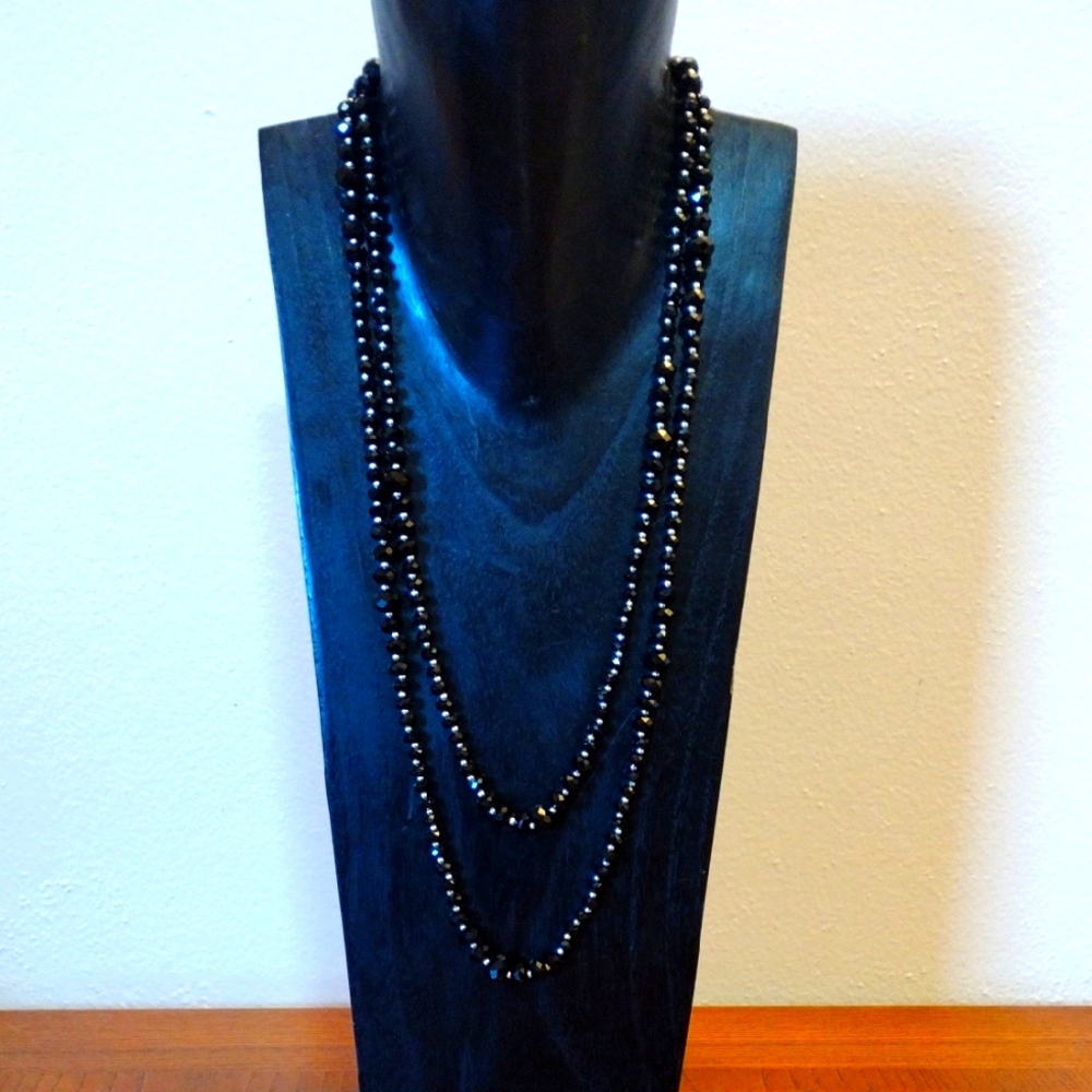 White House Black Market Black And Silver 50" Long Necklace